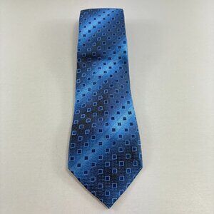 Shemoy Blue / Black Striped Squares Men's Tie 3 1/2" x 60"